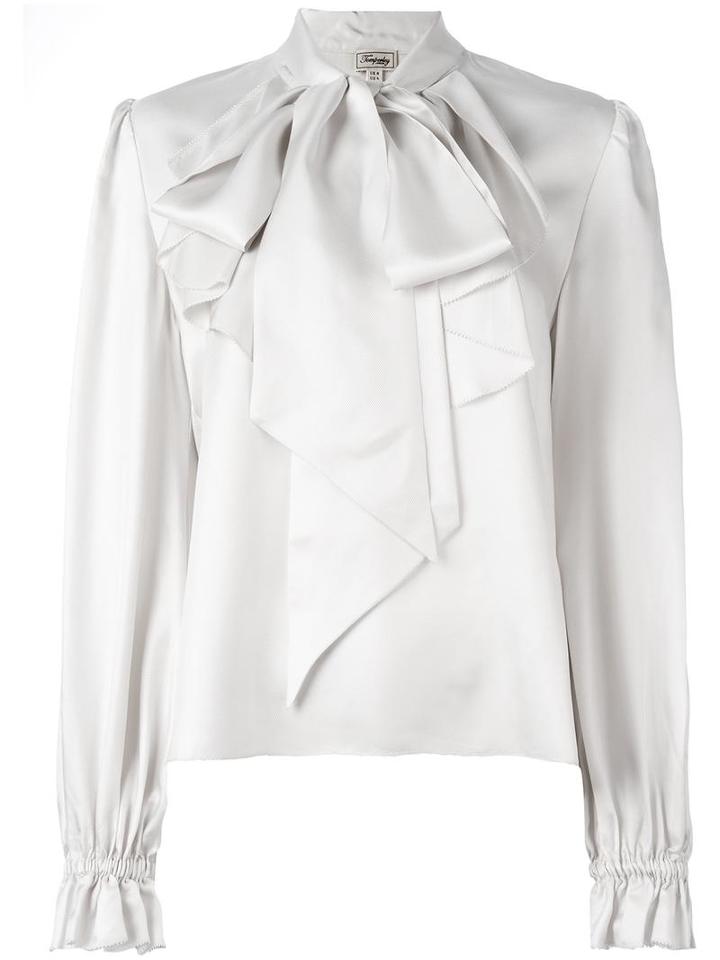 Temperley London 'atlas' Pussy Bow Blouse, Women's, Size: 12, Grey, Silk
