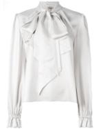 Temperley London 'atlas' Pussy Bow Blouse, Women's, Size: 12, Grey, Silk