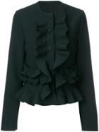 Msgm Ruffle Fitted Jacket - Black