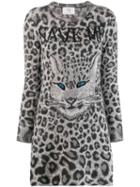 Alberta Ferretti Leopard Intarsia Knit Dress - Grey