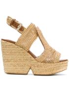 Robert Clergerie Woven Wedge Sandals - Nude & Neutrals