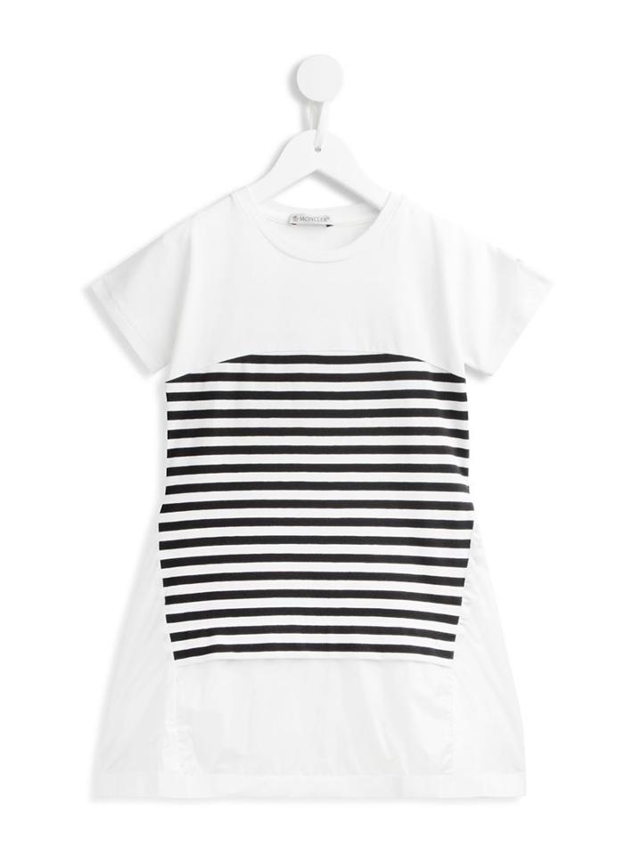 Moncler Kids Striped Dress, Girl's, Size: 10 Yrs, White