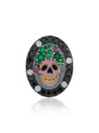 Holly Dyment Gold And Emerald Small Skull Pendant - Metallic
