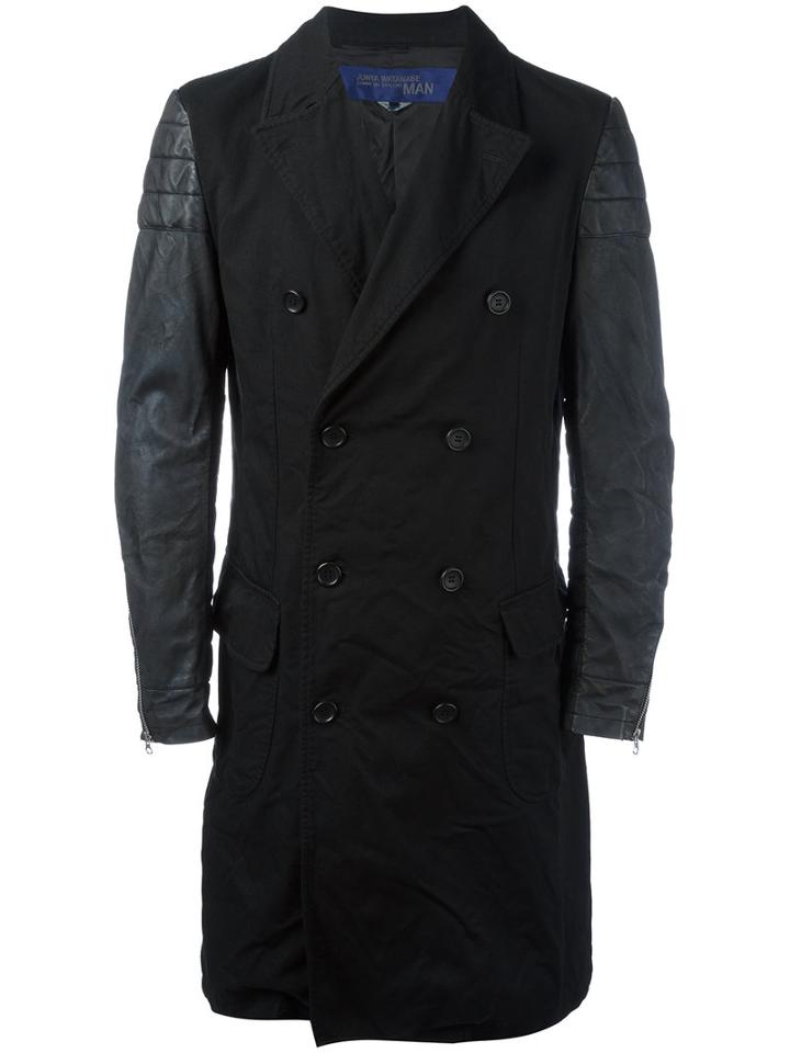 Junya Watanabe Comme Des Garçons Man Double Breasted Coat, Men's, Size: Medium, Black, Polyester/cotton/polyurethane Resin
