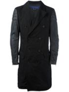 Junya Watanabe Comme Des Garçons Man Double Breasted Coat, Men's, Size: Medium, Black, Polyester/cotton/polyurethane Resin