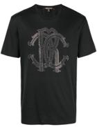 Roberto Cavalli Sequin Logo T-shirt - Black