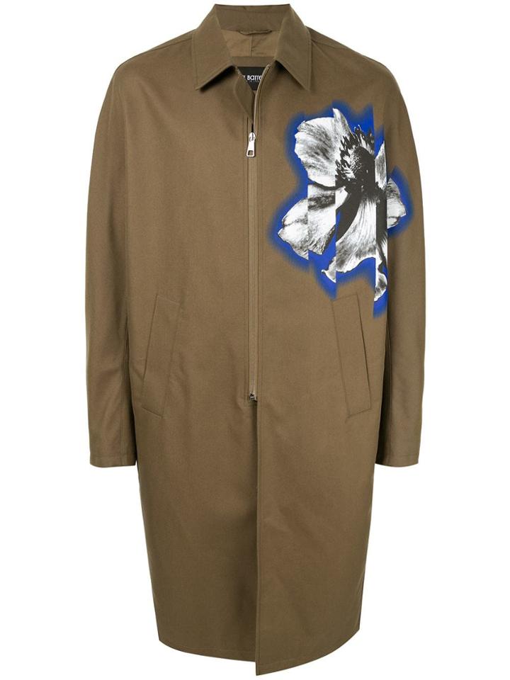Neil Barrett Floral Print Midi Coat - Brown