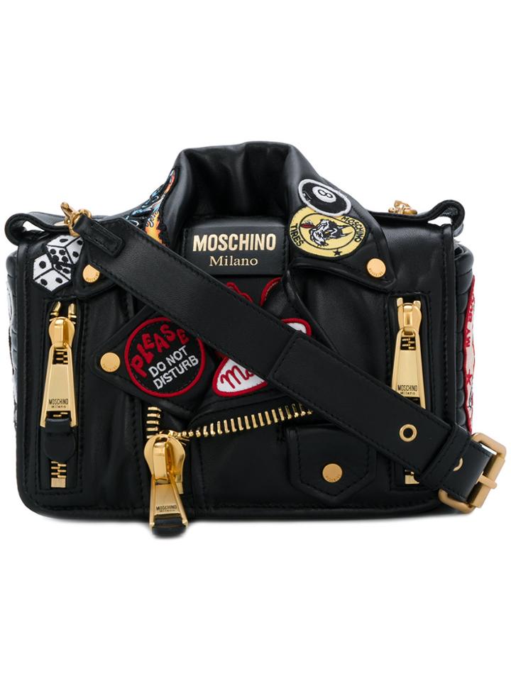Moschino Biker Jacket Shoulder Bag - Black