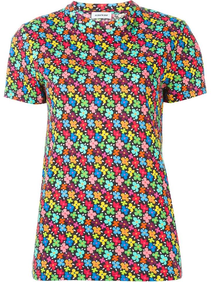 Au Jour Le Jour Floral Print T-shirt, Women's, Size: 40, Cotton