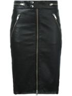 Diesel Zipped Leather Skirt, Women's, Size: 28, Black, Polyester/lamb Skin/cotton/spandex/elastane