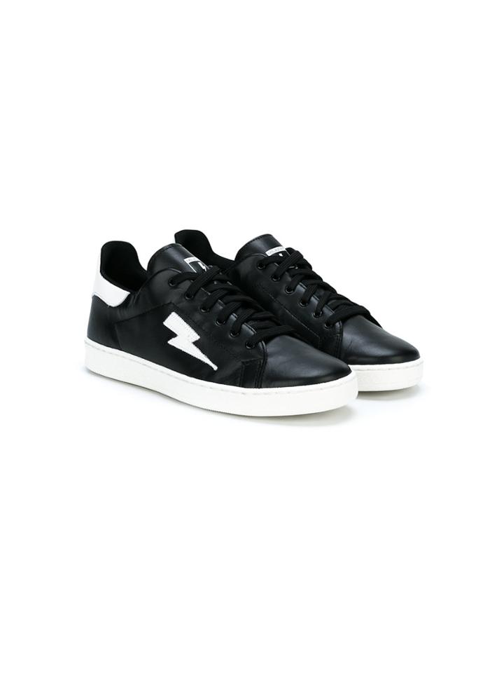 Neil Barrett Kids Lightning Bolt Sneakers - Black