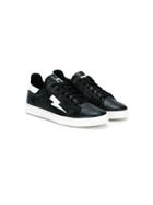 Neil Barrett Kids Lightning Bolt Sneakers - Black