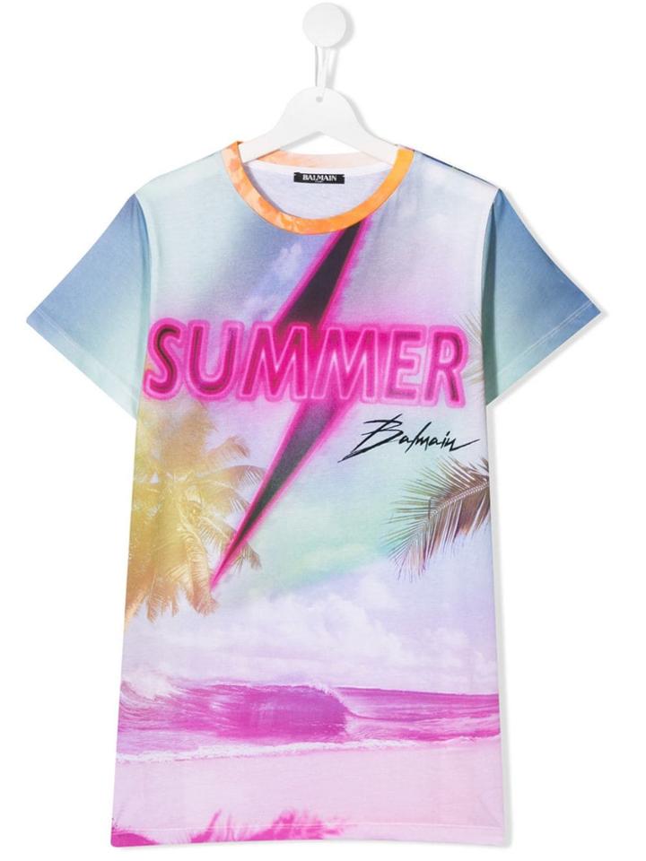 Balmain Kids Summer T-shirt - Blue