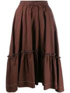 P.a.r.o.s.h. Tiered Midi Skirt - Brown