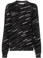 Balenciaga Logo-intarsia Wool Jumper - Black