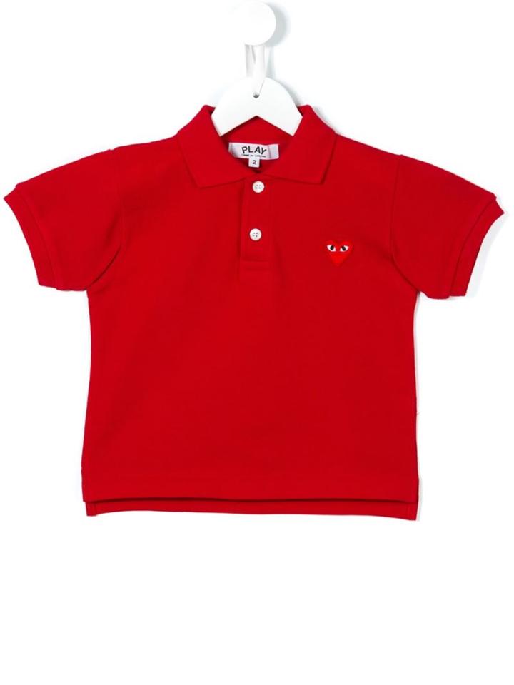 Comme Des Garçons Play Kids Heart Logo Polo Shirt, Boy's, Size: 6 Yrs, Red