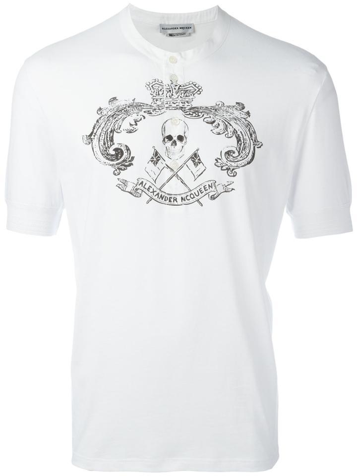 Alexander Mcqueen Skull Crest Henley Shirt - White