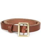 Forte Forte Square Buckle Belt, Women's, Brown, Calf Leather