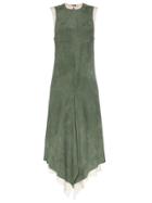 Chloé Asymmetric Midi Suede Dress - Green