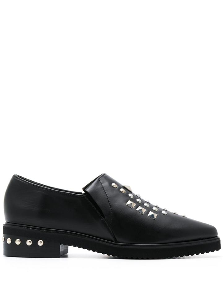 Zucca Pointed Stud-embellished Loafers - Black