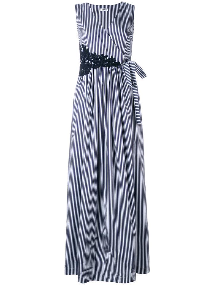 P.a.r.o.s.h. - Long Striped Sleeveless Wrap Dress - Women - Cotton/polyamide/spandex/elastane - S, Blue, Cotton/polyamide/spandex/elastane