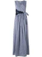 P.a.r.o.s.h. - Long Striped Sleeveless Wrap Dress - Women - Cotton/polyamide/spandex/elastane - S, Blue, Cotton/polyamide/spandex/elastane