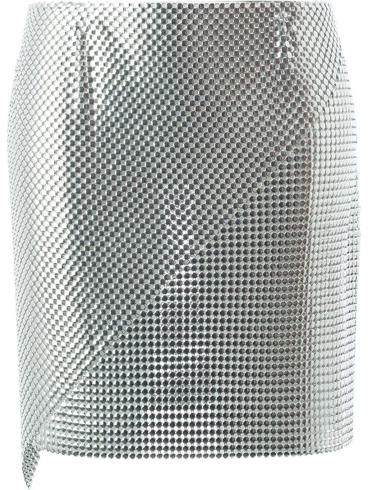 Paco Rabanne - Panelled Mini Skirt - Women - Aluminium - 36, Grey, Aluminium