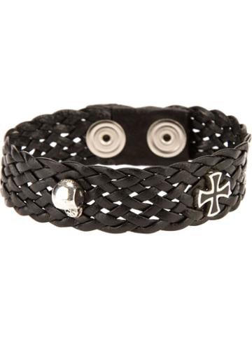 Very Gavello Flat Weave Bracelet, Men's, Black
