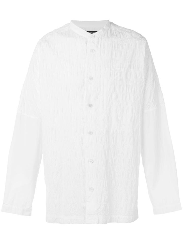 Issey Miyake - Pleated Band Collar Shirt - Men - Cotton/polyester - S, White, Cotton/polyester