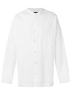 Issey Miyake - Pleated Band Collar Shirt - Men - Cotton/polyester - S, White, Cotton/polyester