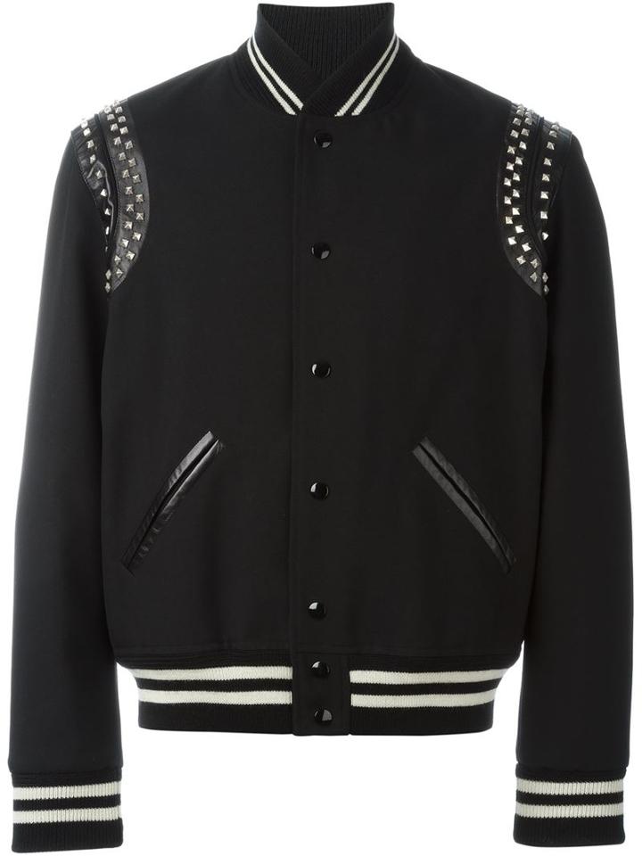 Saint Laurent Classic Teddy Jacket, Men's, Size: 52, Black, Cotton/lamb Skin/wool/virgin Wool
