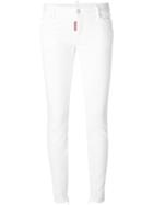 Dsquared2 'twiggy' Medium Waist Jeans, Women's, Size: 40, White, Cotton/spandex/elastane/calf Leather