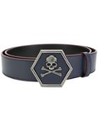 Philipp Plein Skull Logo Plaque Belt - Blue
