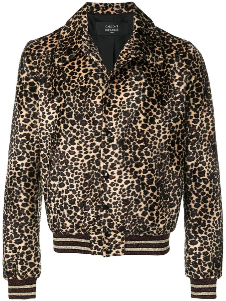 Garcons Infideles Animal Print Bomber Jacket - Brown
