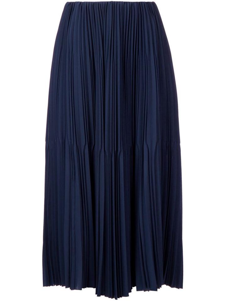 Astraet Long Pleated Skirt, Women's, Size: 1, Blue, Polyester/cupro