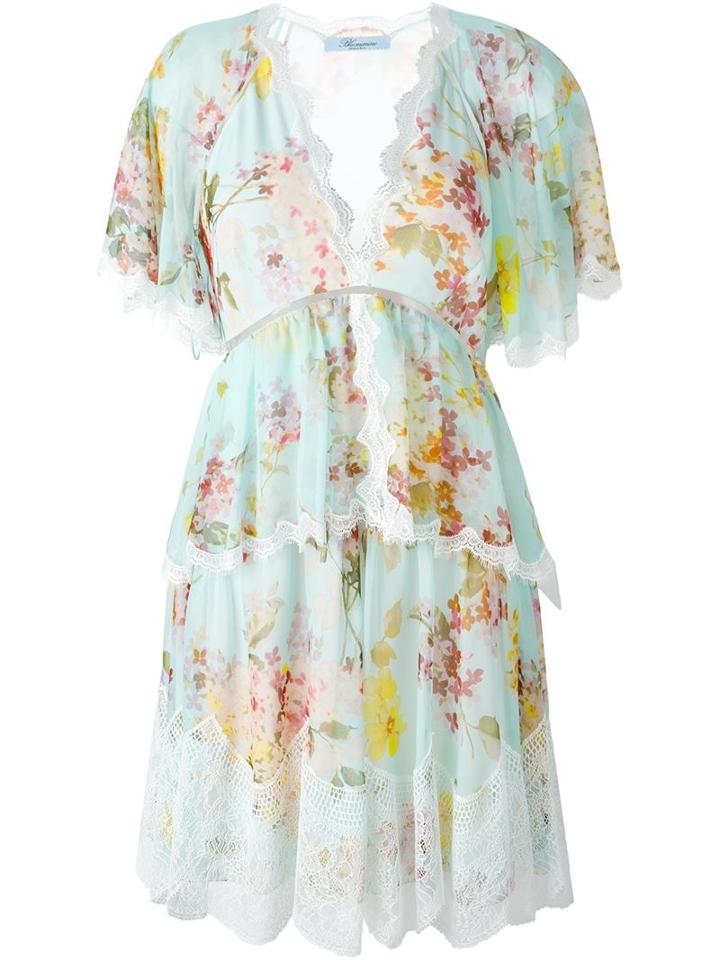 Blumarine Floral Print Layered Dress