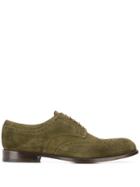 Doucal's Perforated Derby Shoes - Green