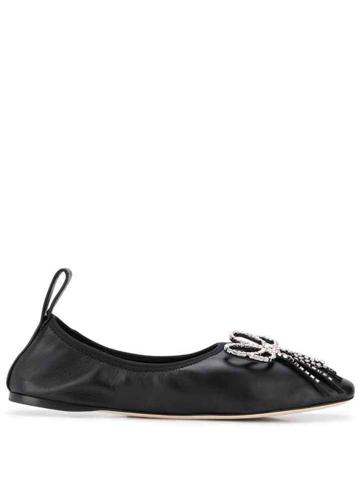 Loewe Crystal Bow Detail Ballerina Shoes - Black