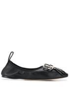 Loewe Crystal Bow Detail Ballerina Shoes - Black