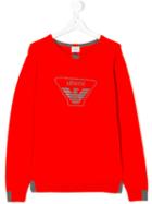 Armani Junior - Logo Print Sweatshirt - Kids - Cotton/wool - 16 Yrs, Yellow/orange