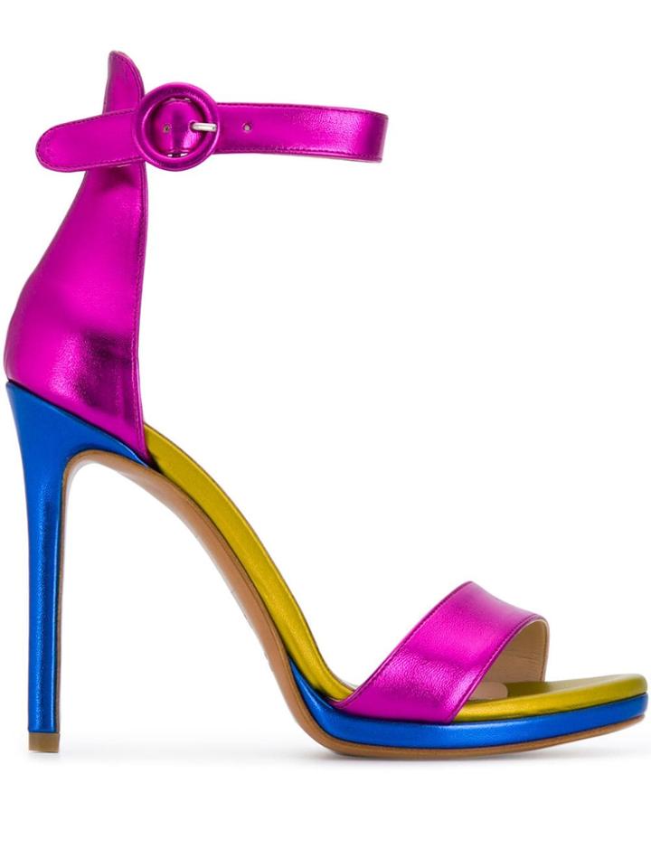 Albano Metallic Open-toe Pumps - Pink