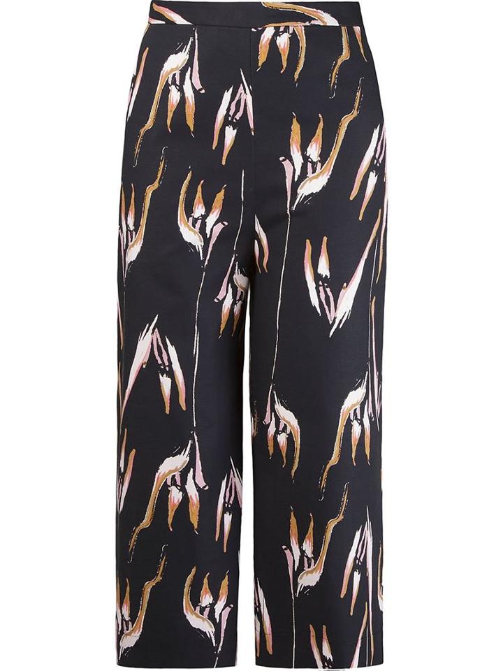 Andrea Marques Wide Leg Cropped Trousers, Women's, Size: 36, Black, Cotton/spandex/elastane/acetate