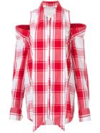 Monse Checked Cold Shoulder Shirt - Red