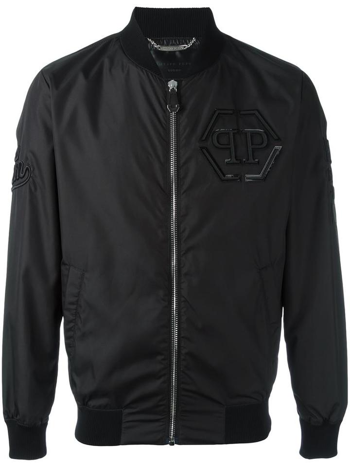 Philipp Plein Bitter Bomber Jacket, Men's, Size: Small, Black, Polyester/cotton/spandex/elastane/nylon