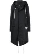 Rick Owens Drkshdw Hooded Mid-length Coat - Black
