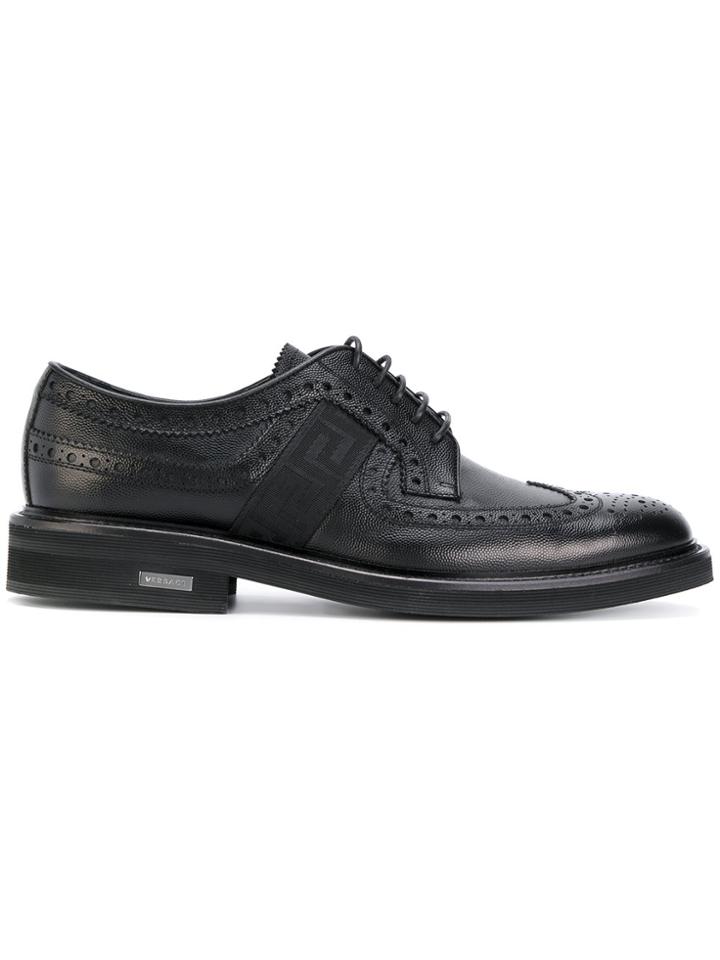 Versace Brogues With Greek Key Side Panels - Black