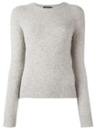 Polo Ralph Lauren Ribbed Crew Neck Jumper, Women's, Size: Large, Grey, Wool/cashmere
