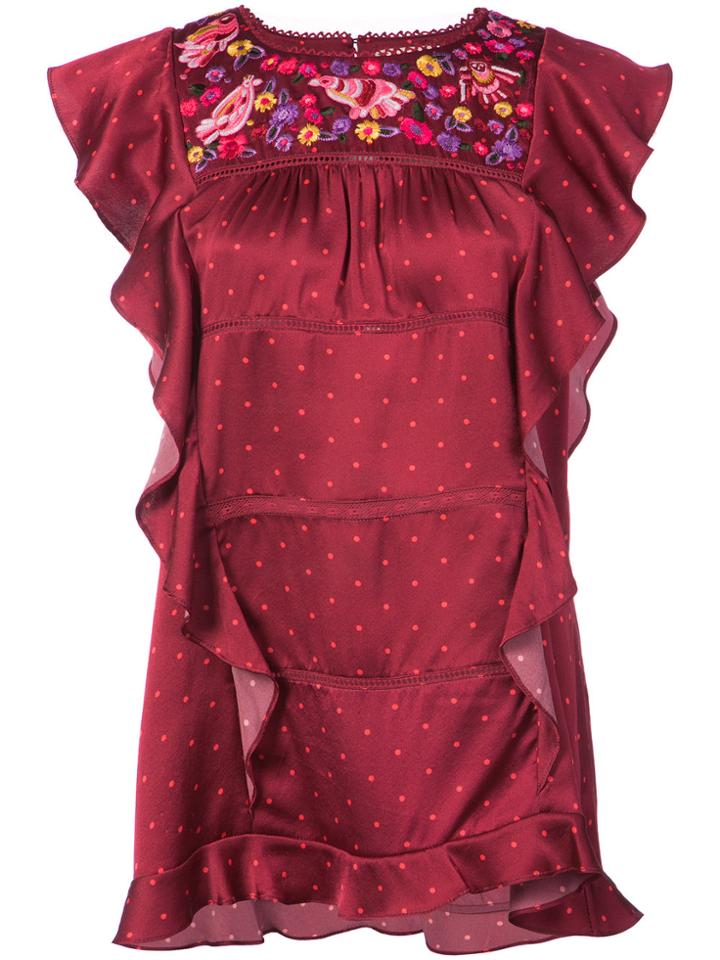 Figue Marion Ruffled Top - Red
