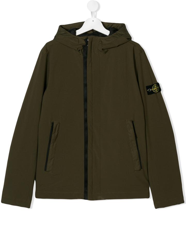 Stone Island Junior Teen Hooded Parka Jacket - Green