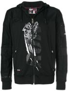 Plein Sport Printed Zip Front Hoodie - Black